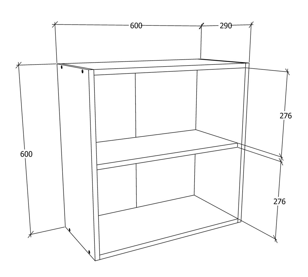 Küchenoberschrank Esilo B: 60 Cm Weiß - Weiß, KONVENTIONELL, Holzwerkstoff (60/60/31cm) - MID.YOU