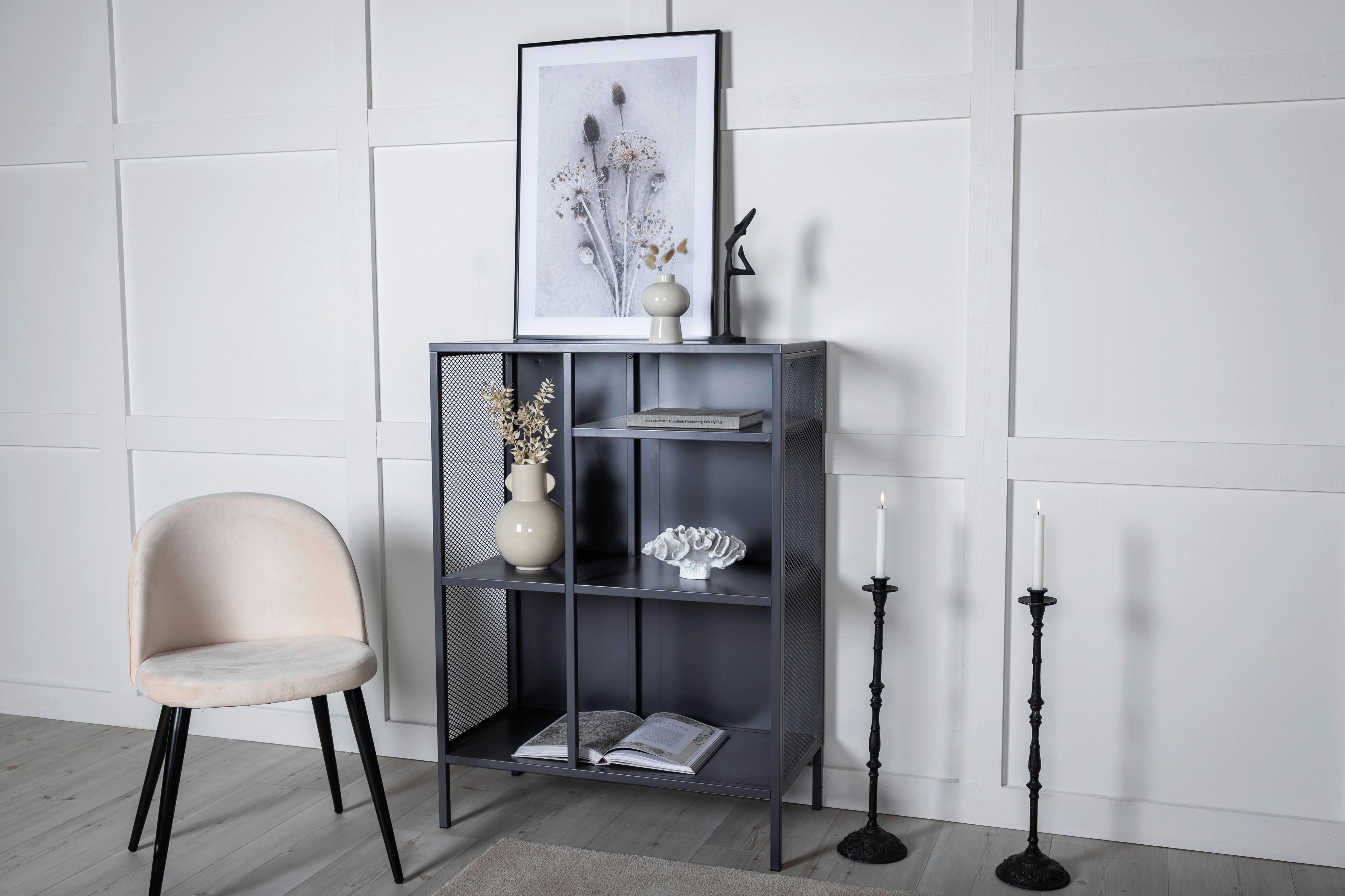 Bücherwand Misha - Dunkelgrau/Grau, Design, Metall (80/110/40cm) - Livetastic