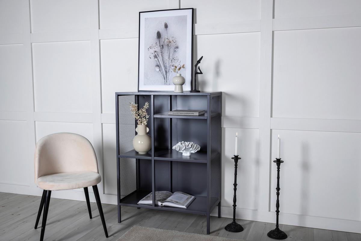 Bücherwand Misha - Dunkelgrau/Grau, Design, Metall (80/110/40cm) - Livetastic