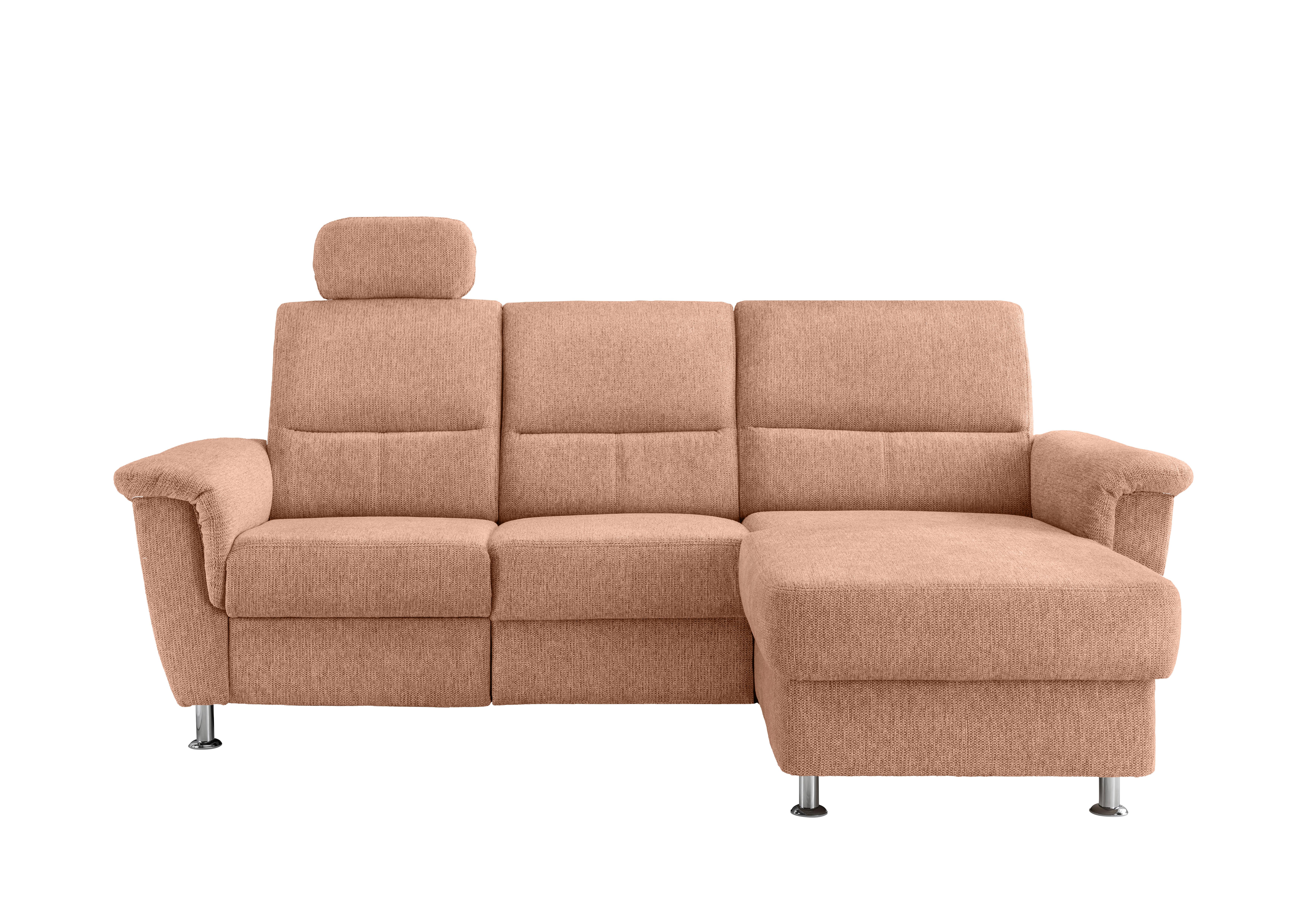 Ecksofa mit Stauraum Parole Koralle Chenille - Chromfarben/Koralle, MODERN, Textil (231/165cm) - Livetastic