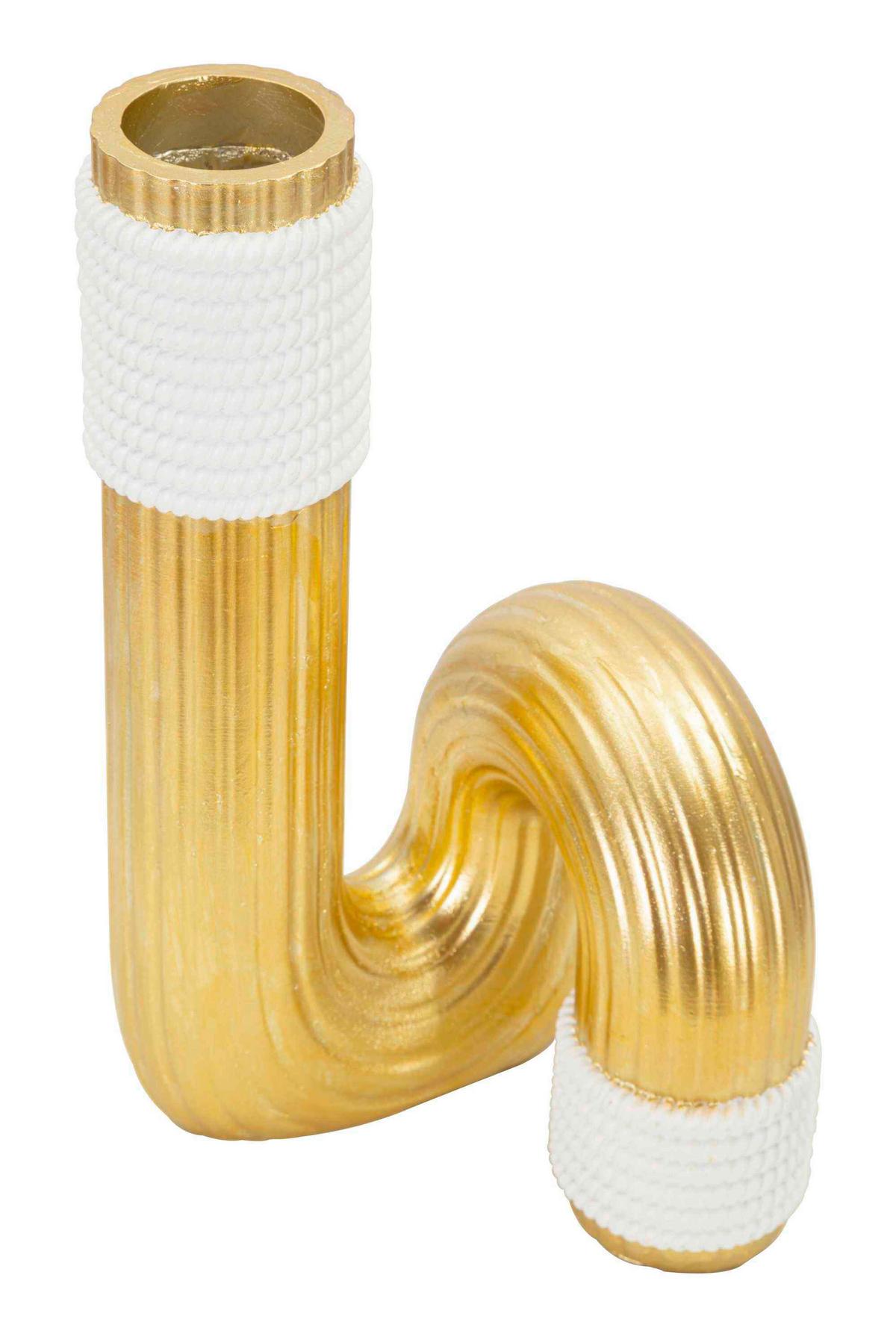 Vase Bann Big Goldfarben, Weiß B: 14,5 cm - Goldfarben/Weiß, Basics, Kunststoff (14.5/25/13cm)