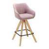 Barová židle LEONIE otočný sedák - růžová/barvy dubu, Moderní, kov/dřevo (55/106/56cm) - Bessagi Home