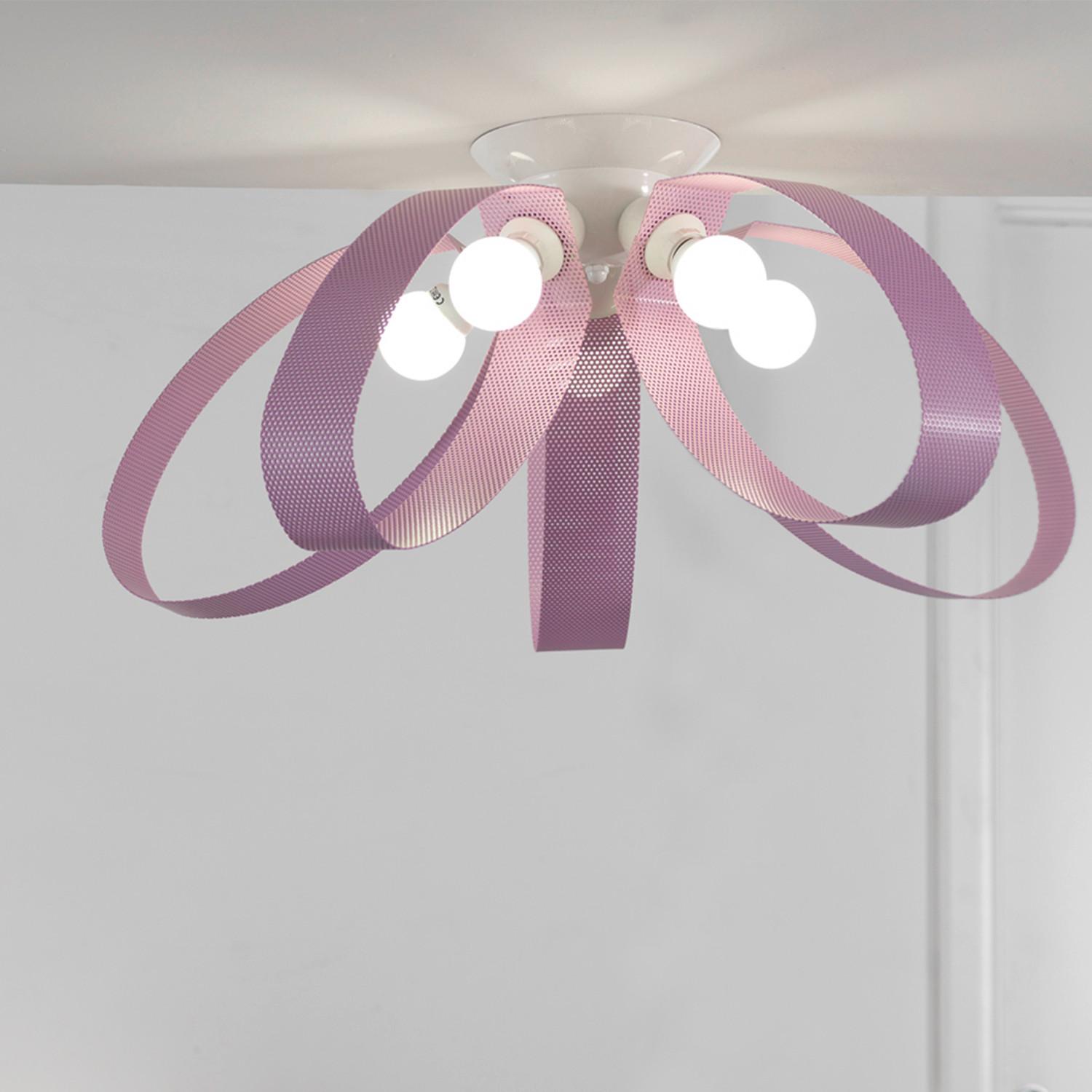 Deckenleuchte Weiß Pink L: 65 cm - Pink/Weiß, Basics, Metall (65/65/28cm)