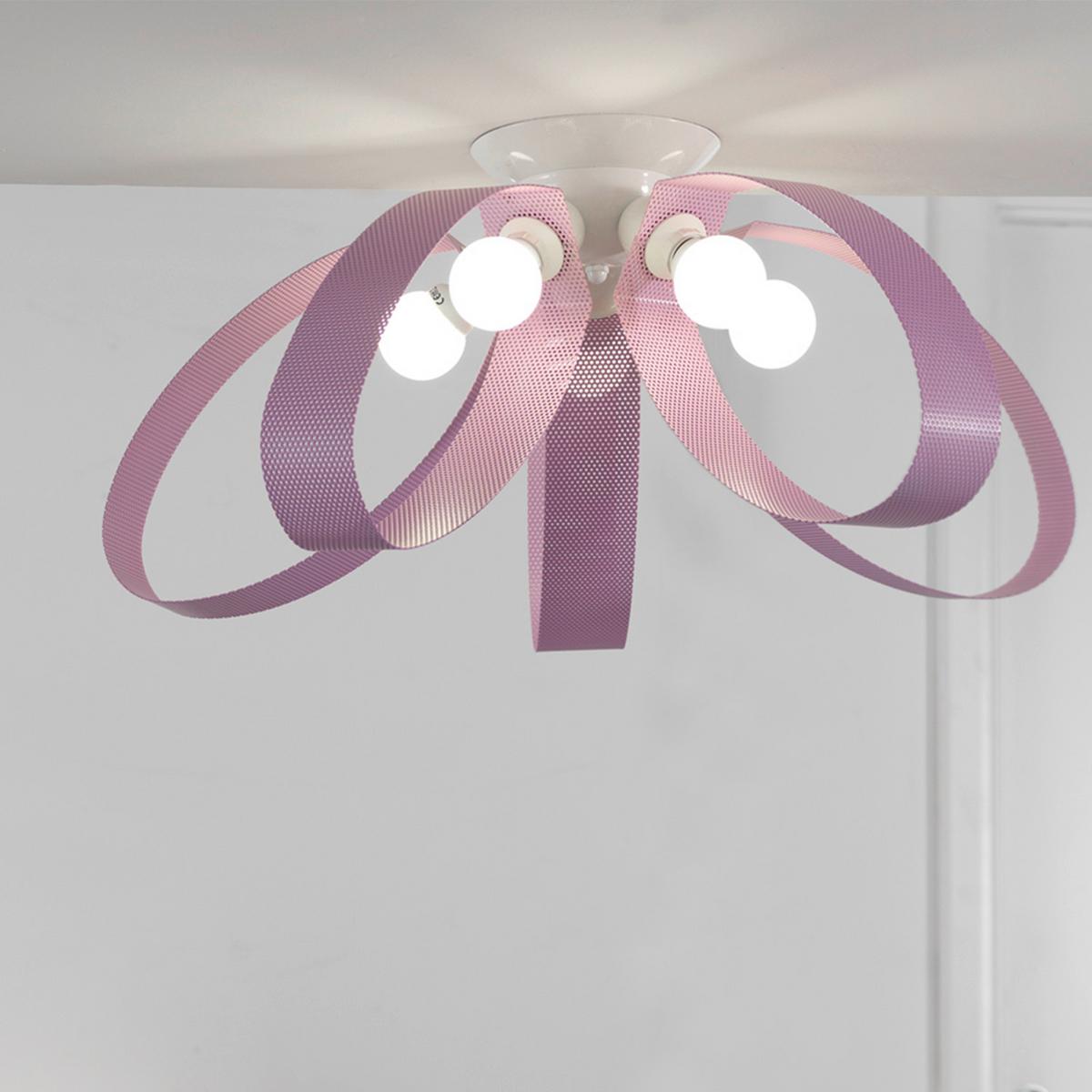 Deckenleuchte Weiß Pink L: 65 cm - Pink/Weiß, Basics, Metall (65/65/28cm)