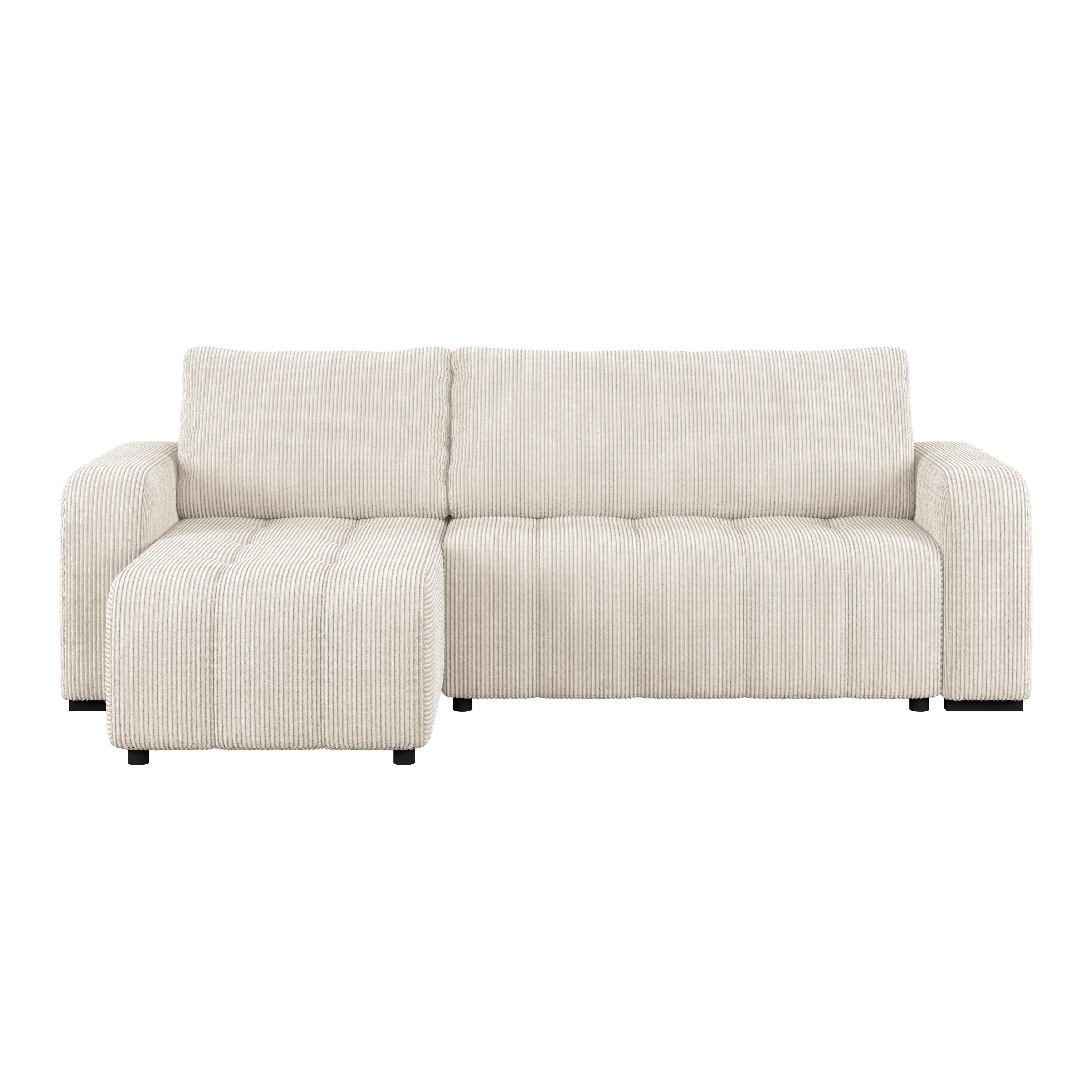 Ecksofa mit Bettfunktion Marseille, beige - Beige/Schwarz, Trend, Holz/Holzwerkstoff (155/240cm)