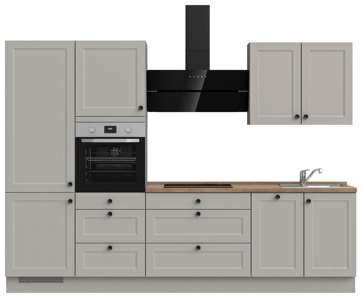 Kuchynská linka 300 cm, kamenná sivá supermatná - čierna/sivá, Modern, kov/kompozitné drevo (300cm) - Nobilia