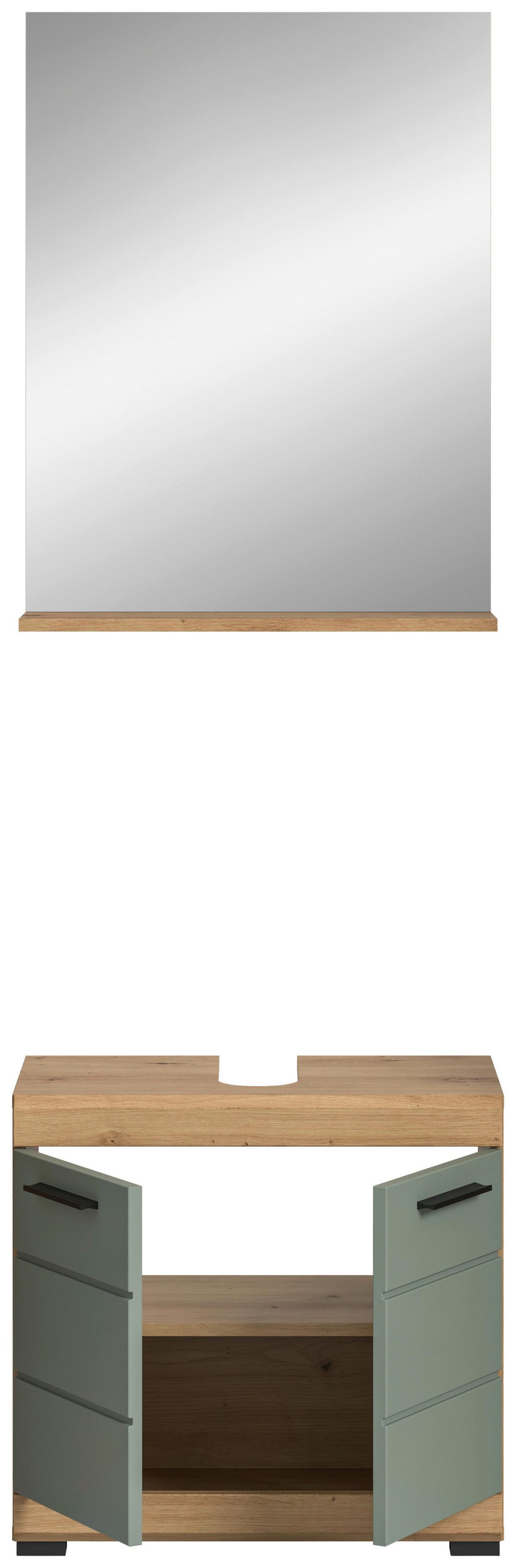 Badezimmer Scout Eiche Dekor/Salbeigrün B: 60cm - Eichefarben/Salbeigrün, MODERN, Glas/Holzwerkstoff (60cm) - MID.YOU