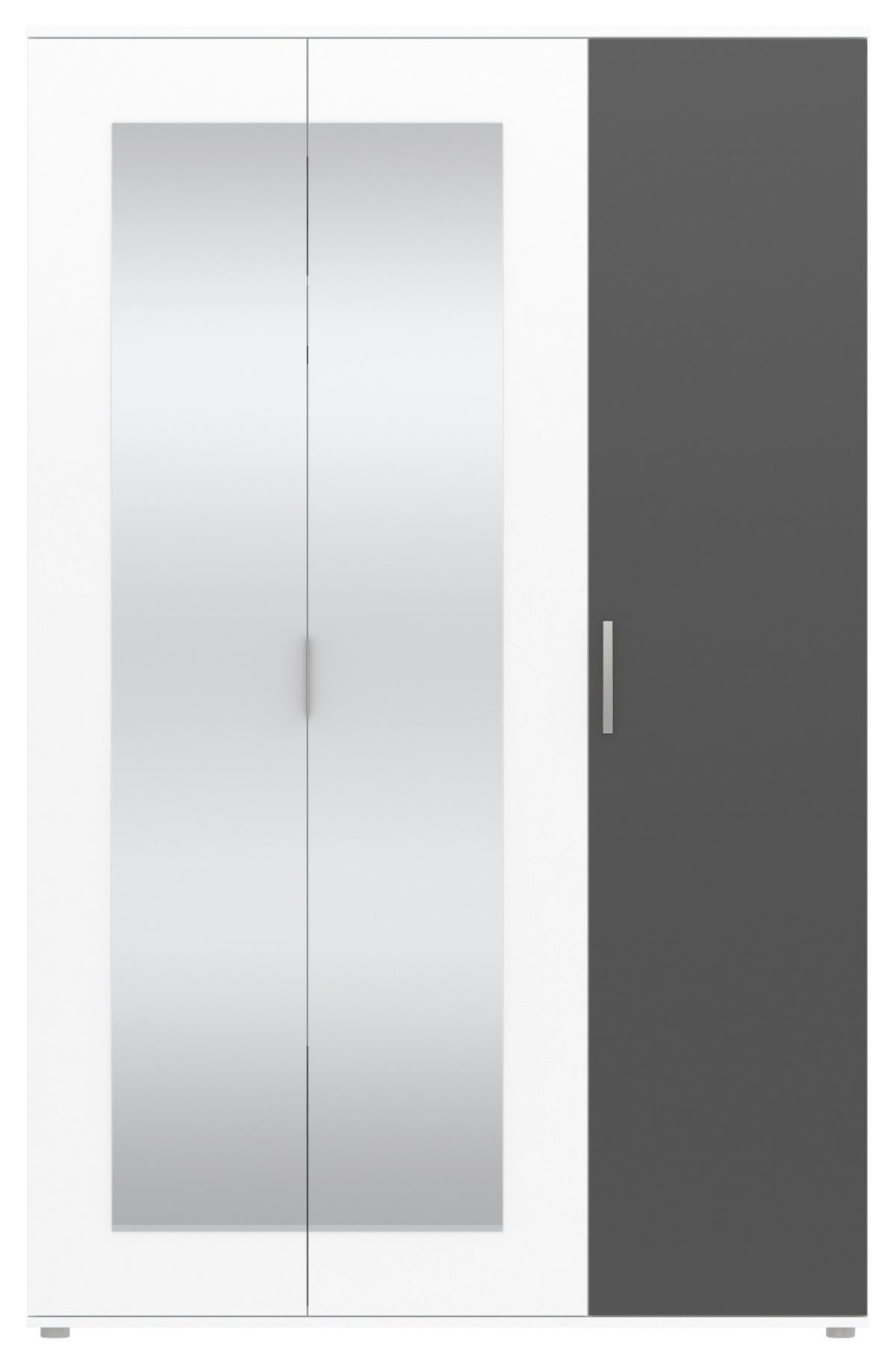 Kleiderschrank Jan Weiß/anthrazit, B: 135 Cm - Anthrazit/Weiß, Trend, Glas/Holzwerkstoff (135/210/52cm)