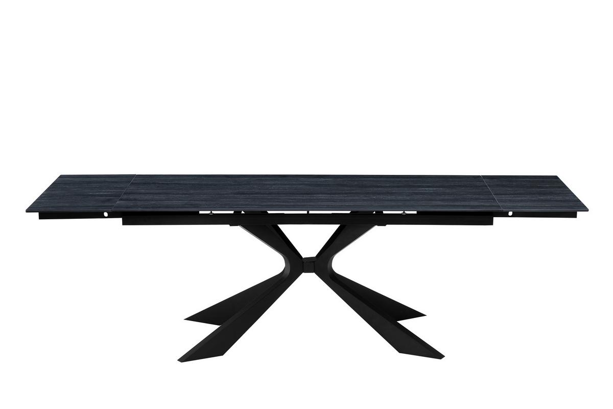 Esstisch Hamar Schwarz L: 180-220 cm - Schwarz, MODERN, Stein/Metall (180/220/90/76cm) - P & B