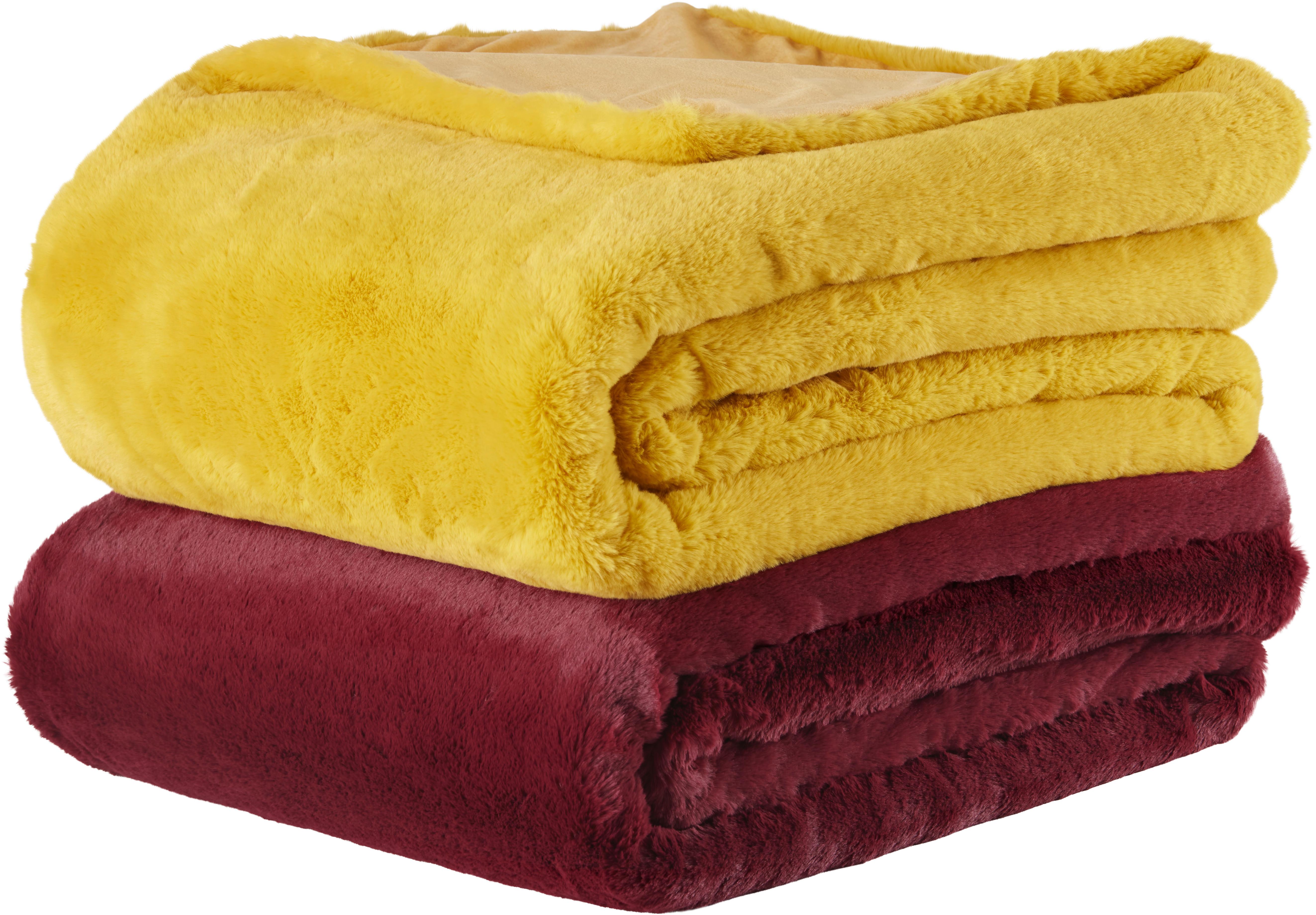Kožušinová Deka Liz, 150/200cm, Žltá - žltá, Moderný, textil (150/200cm) - Premium Living