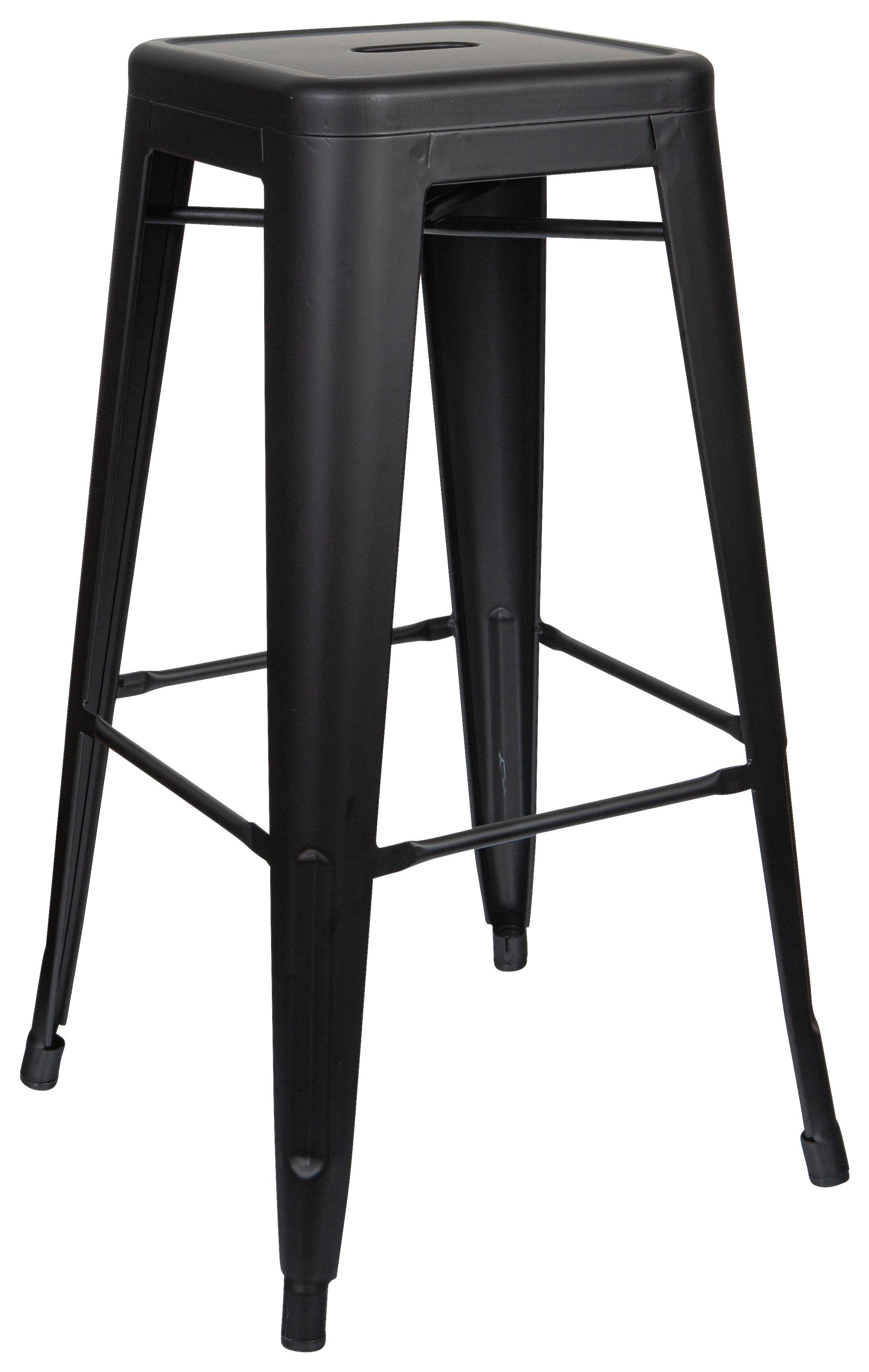 Barhocker Vantaggio High Brush Stapelbar Schwarz Bis 150 Kg - Schwarz, Basics, Metall (44/77/44cm) - MID.YOU