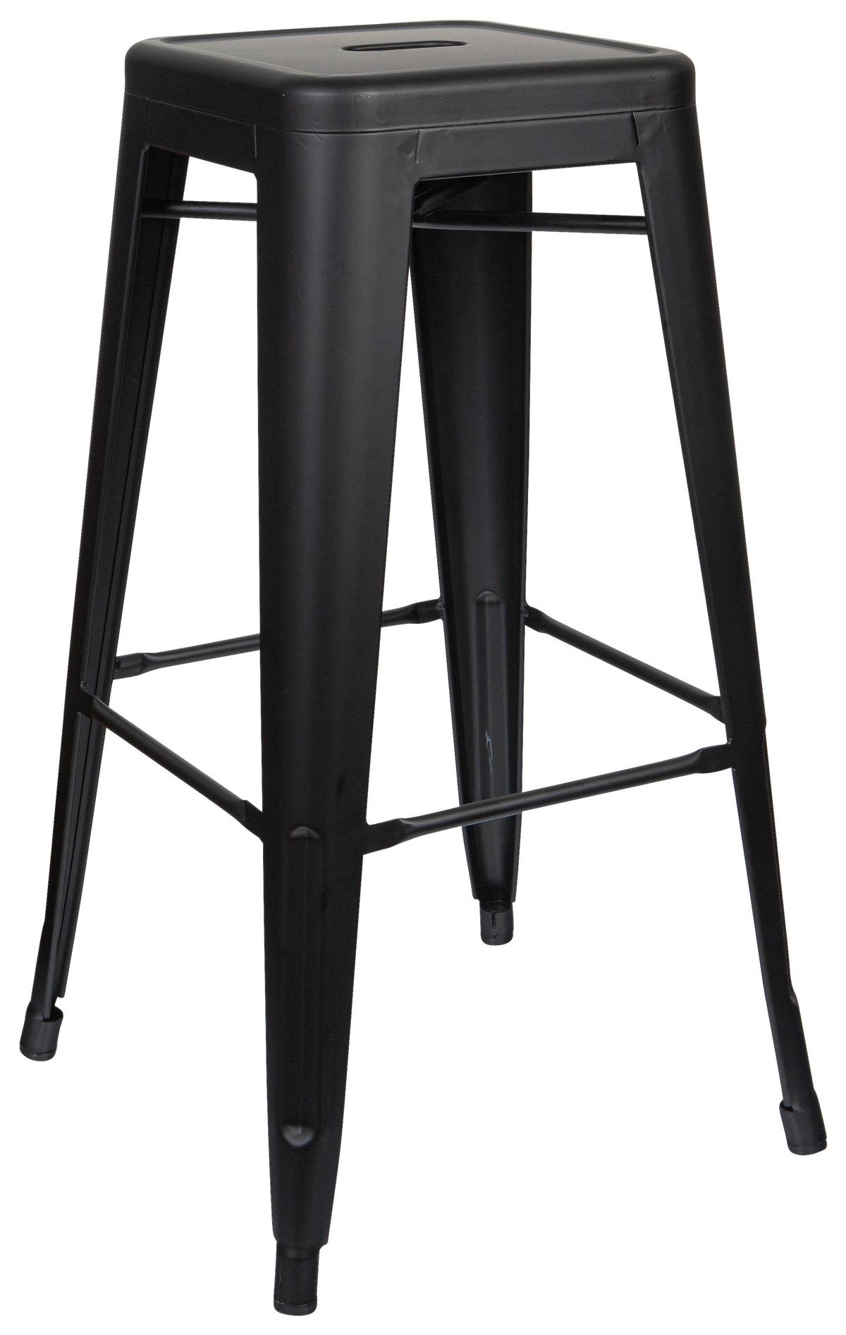 Barhocker Vantaggio High Brush Stapelbar Schwarz Bis 150 Kg - Schwarz, Basics, Metall (44/77/44cm) - MID.YOU