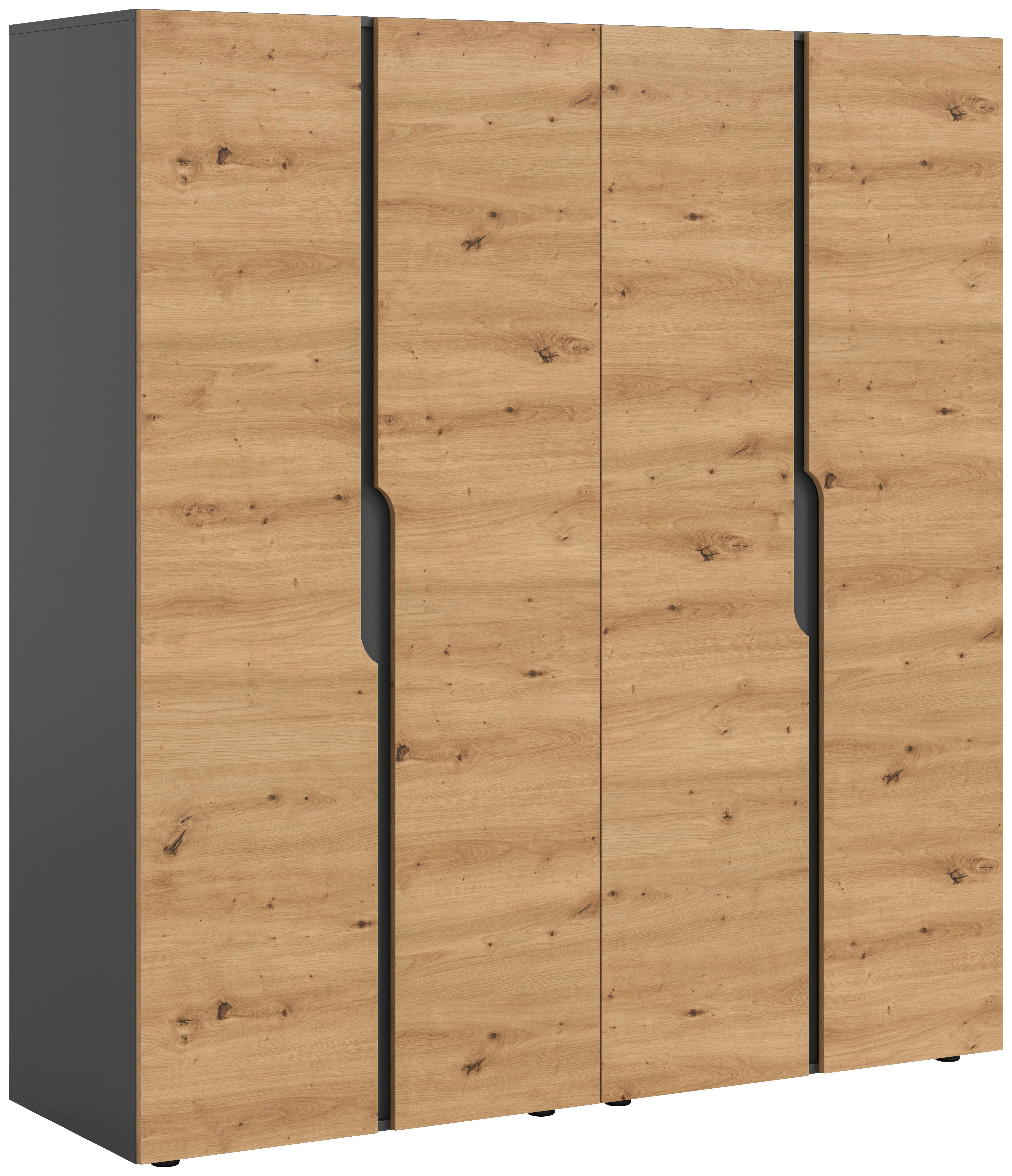 Drehtürenschrank Anga Anthr. /Eiche Artisan Dekor B: 160cm - Anthrazit/Eiche Artisan, MODERN, Holzwerkstoff (160/180/51cm) - MID.YOU