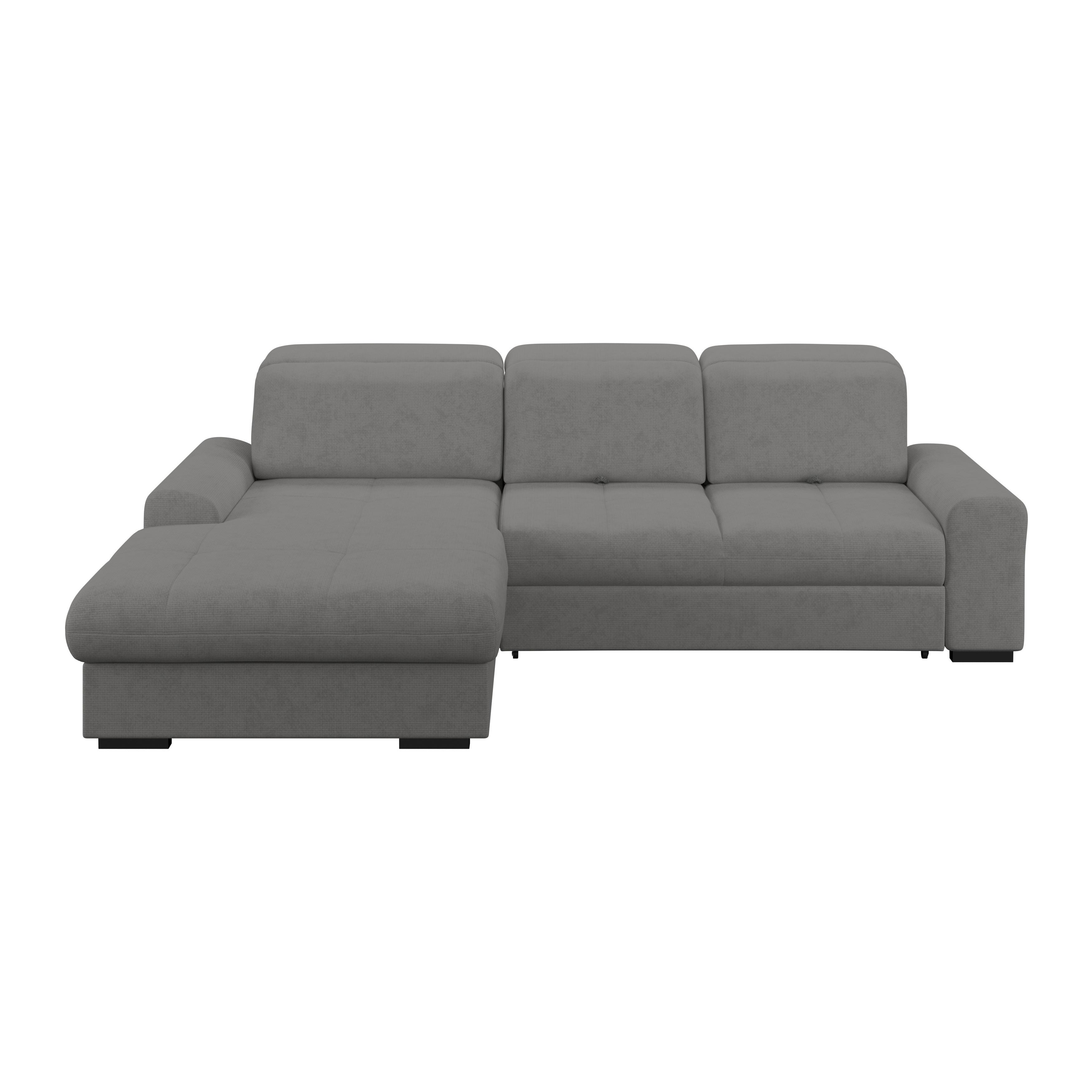 Ecksofa mit Bettfunktion Malaga new Chenille anthrazit - Anthrazit/Schwarz, KONVENTIONELL, Textil (203/286cm) - Ondega