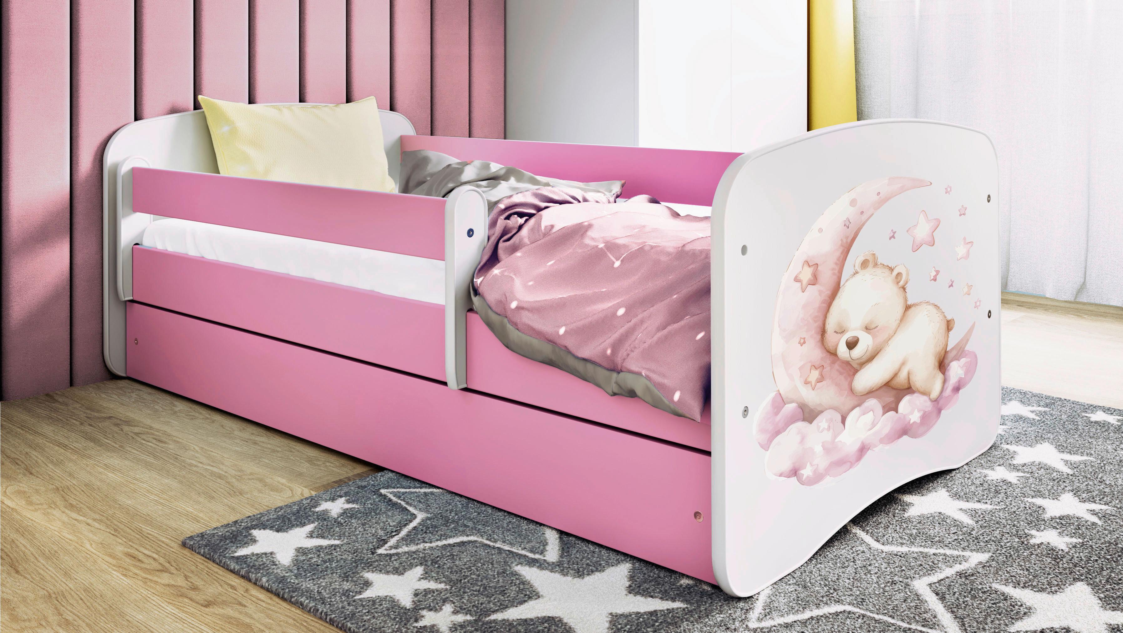 Kinder-/Juniorbett Babydreams inkl. Matratze 80x160 - Pink/Birkefarben, MODERN, Holz/Holzwerkstoff (80/160cm) - MID.YOU