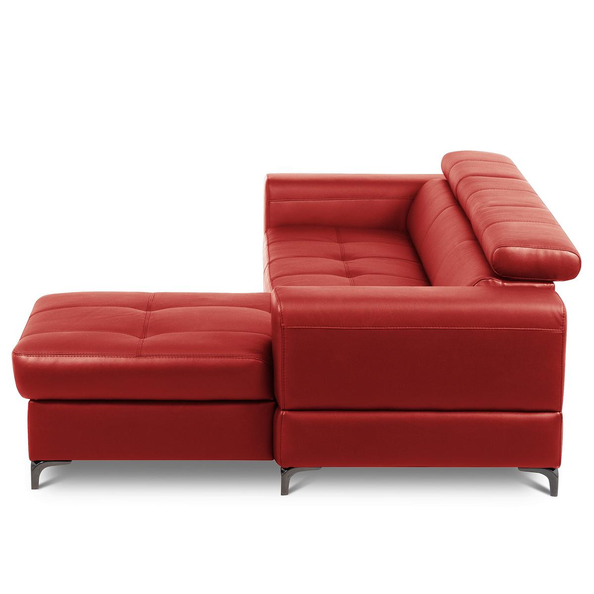 Ecksofa Torino Teilleder Rot 247x173 - Rot/Schwarz, Design, Leder/Textil (247/173cm) - Livetastic