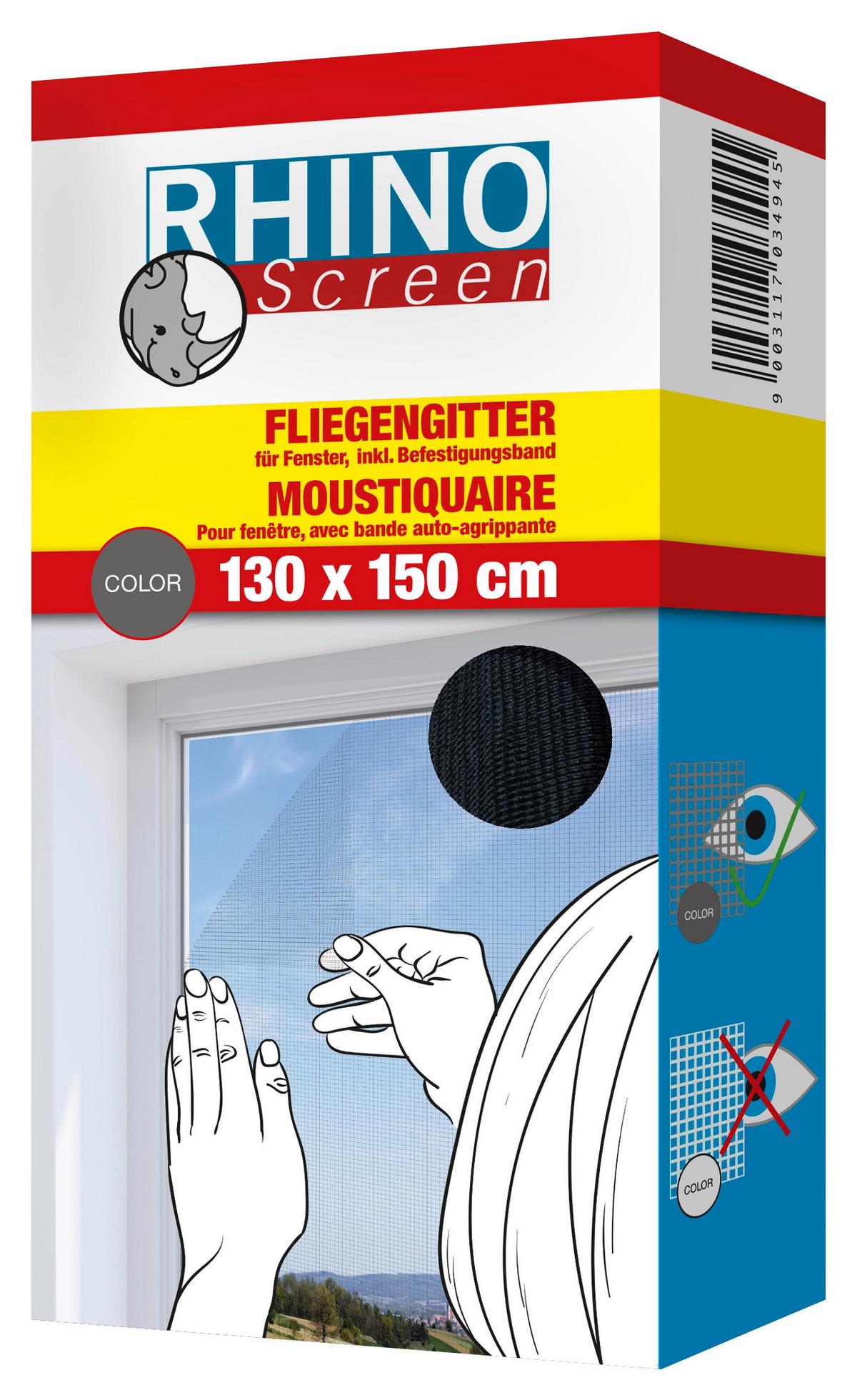 Fliegengitter Fenster 130x150 cm Anthrazit mit Klettband - Anthrazit, KONVENTIONELL, Textil (130/150cm)