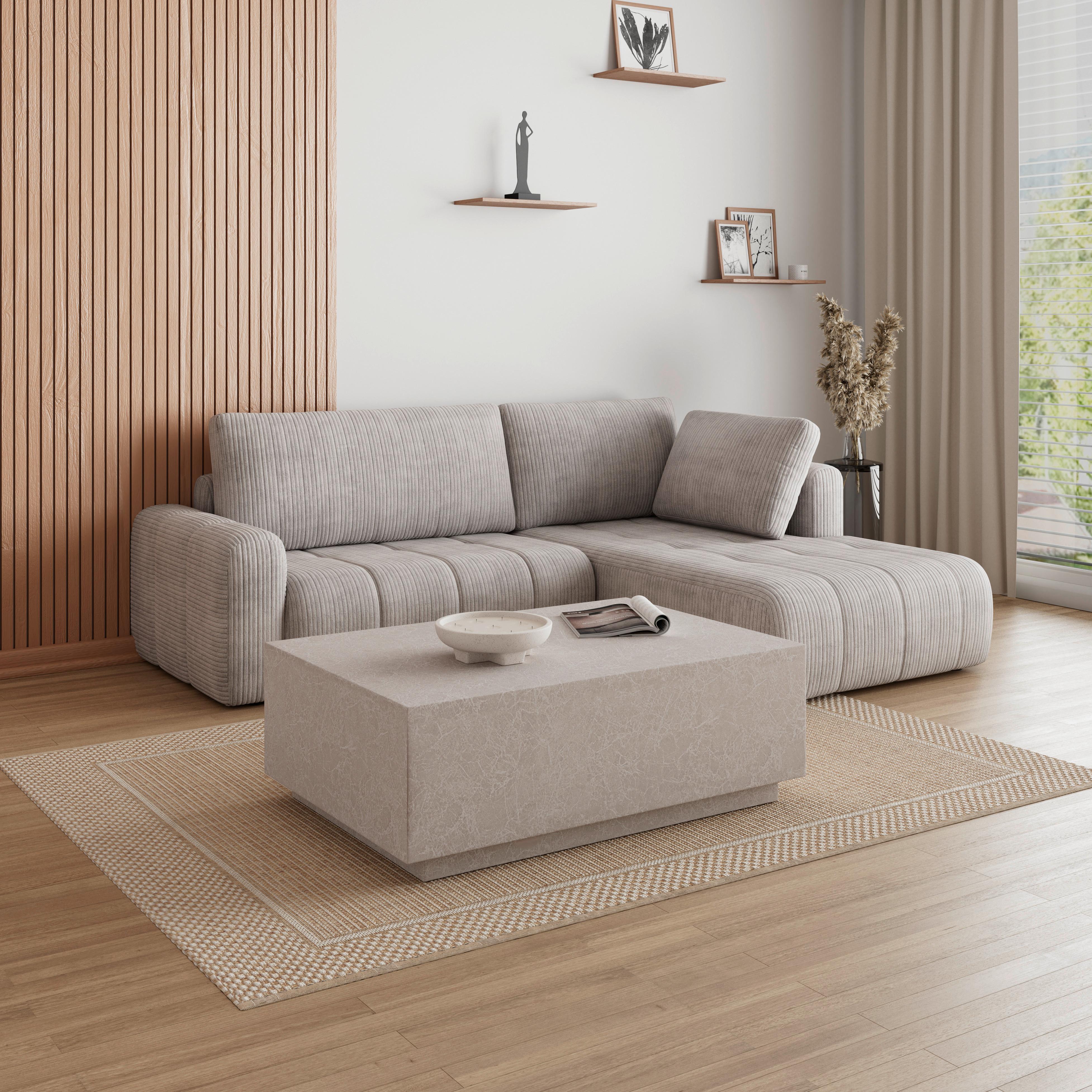 Sedací souprava GIA, pravá, světle šedá - černá/světle šedá, Moderní, dřevo/textil (261/197cm) - Bessagi Home