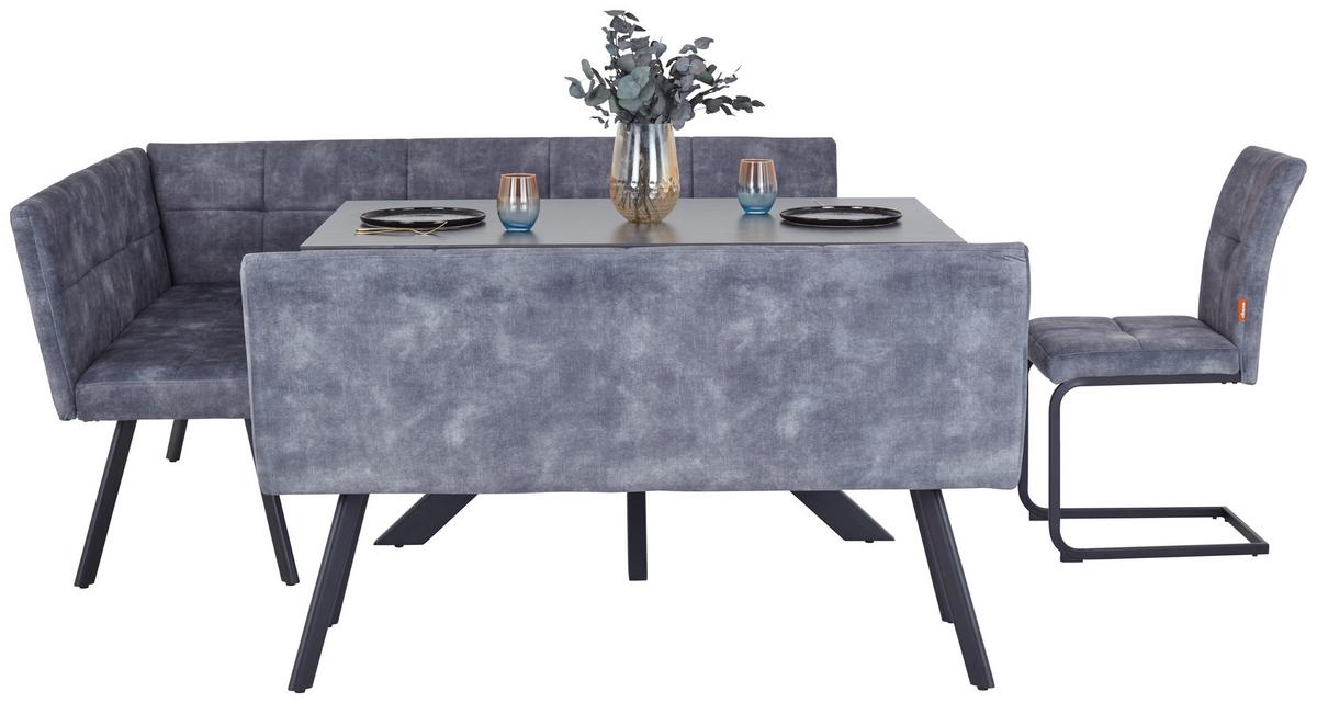 Eckbank Grau / Schwarz Milos 150x190 cm - Schwarz/Grau, MODERN, Textil/Metall (150/190cm)