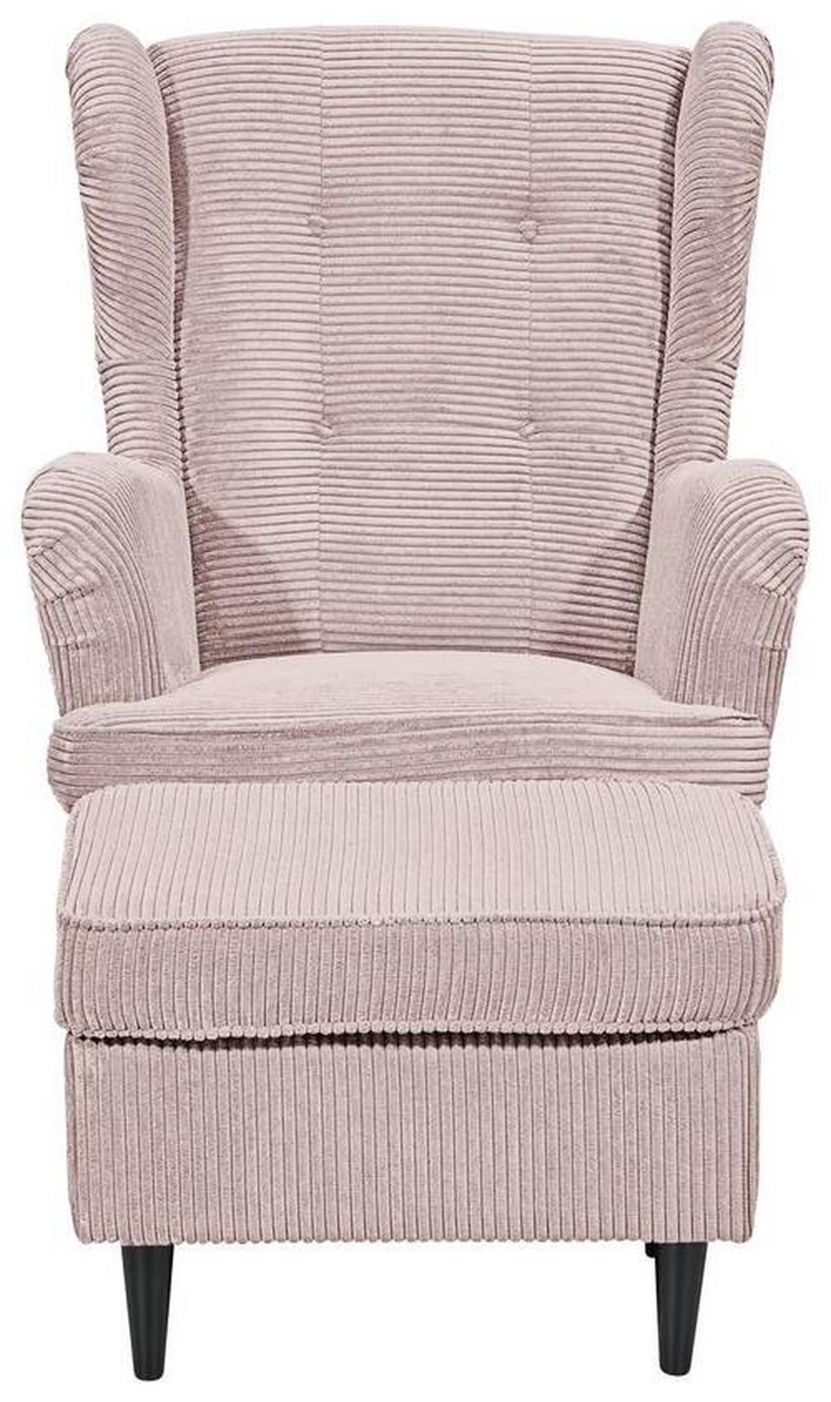 Ohrensessel Oskar Rosa B: 78 Cm - Schwarz/Rosa, Basics, Textil (78/102/98cm) - MID.YOU