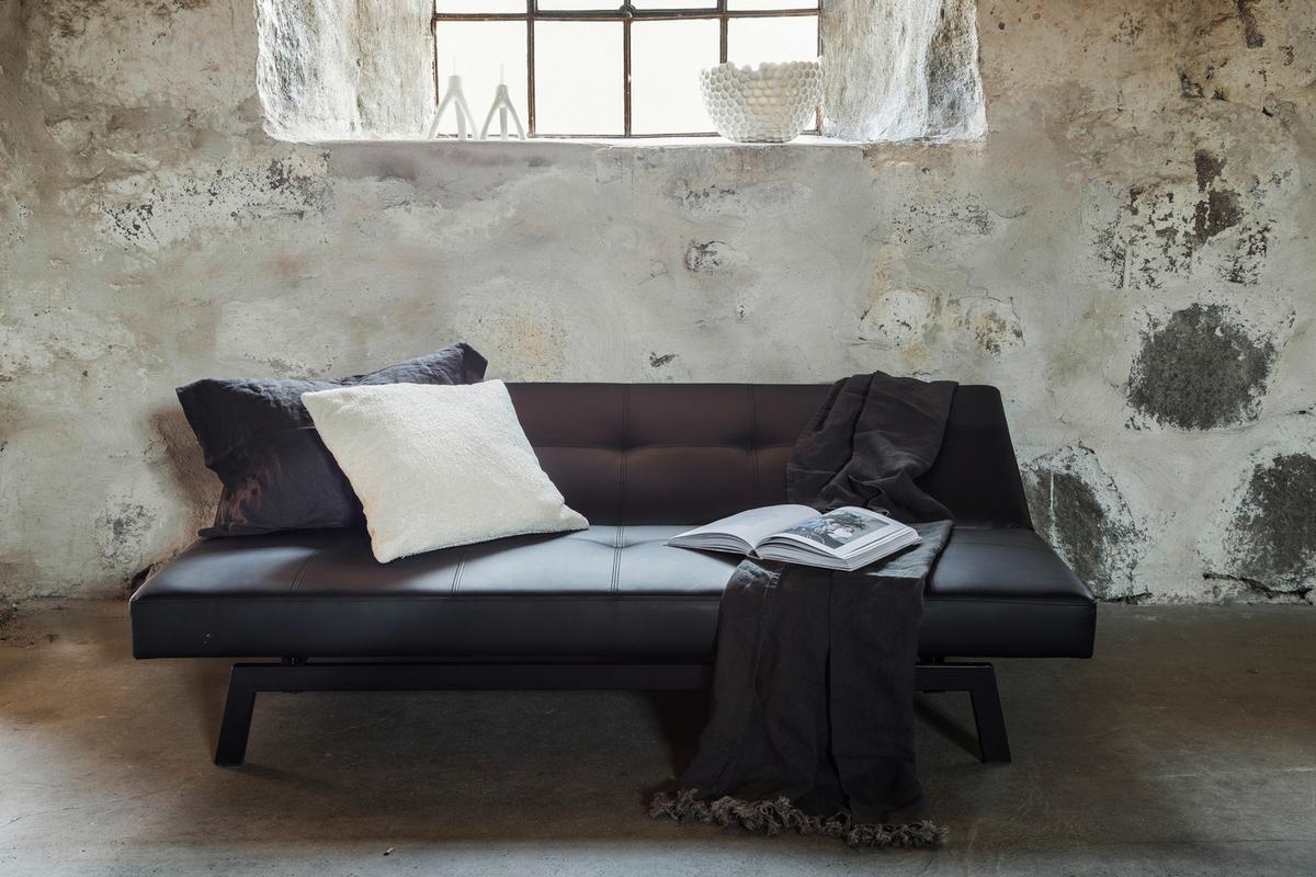 Schlafsofa Bodil - Schwarz, Design, Textil/Metall (180/80/55cm) - Livetastic