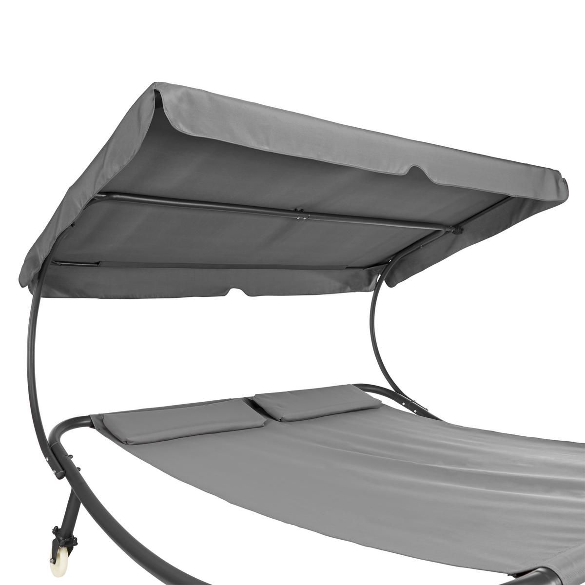 Doppel-Sonnenliege Sintra Stahl, Textil mit Rollen - Grau, MODERN, Kunststoff/Textil (200/165/200cm) - Luca Bessoni