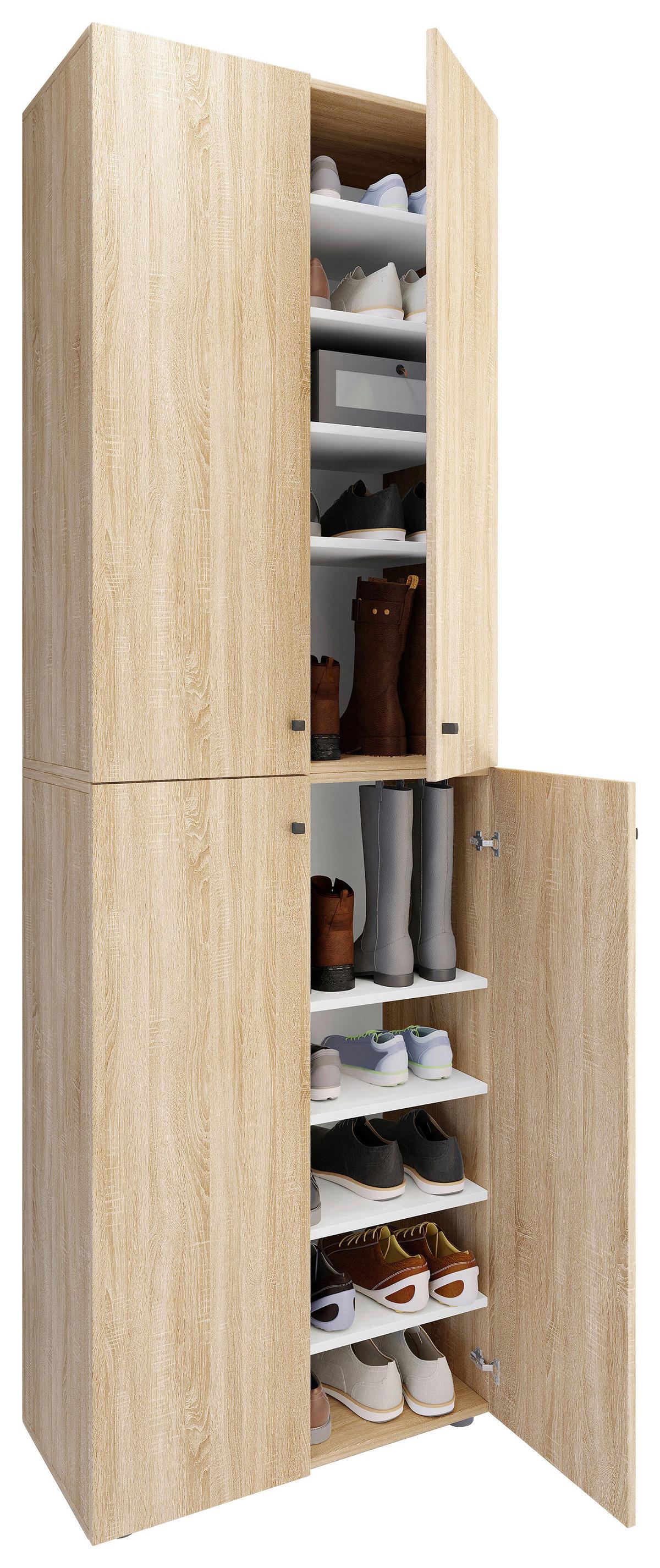 Schuhschrank Lona Sonoma Eiche Dekor B:70cm - Schwarz/Sonoma Eiche, Design, Holzwerkstoff (70/220/40cm) - MID.YOU