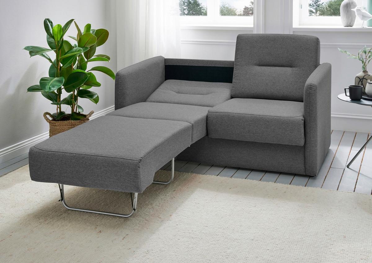 2-sitzer-sofa Mit Schlaffunktion Regi Grau - Schwarz/Grau, KONVENTIONELL, Textil (147/89/87cm) - Livetastic