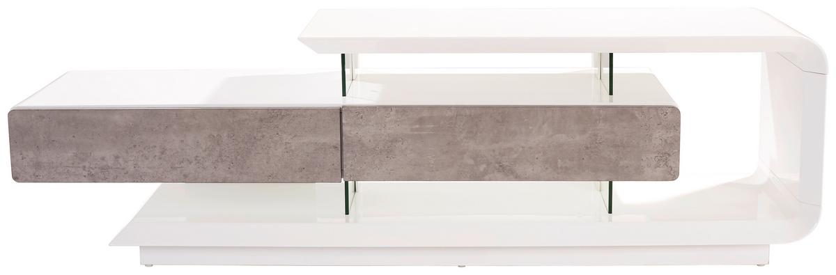 Phonotisch Carla B: 164,5 Cm Weiß/betonoptik - Weiß/Grau, MODERN, Holzwerkstoff/Kunststoff (164,5/50/40cm)