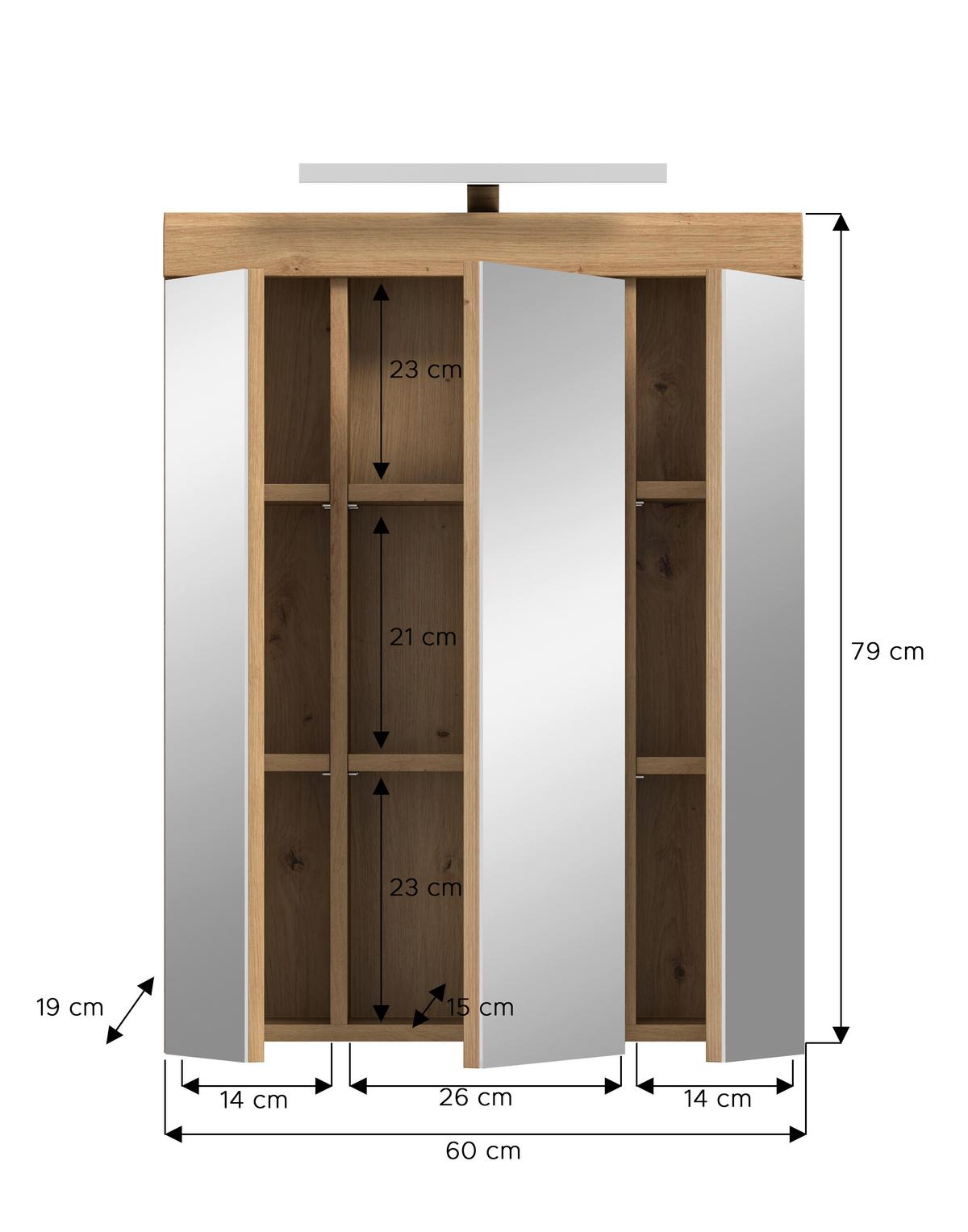 Spiegelschrank Eiche Artisan Dekor Glas - Eiche Artisan, MODERN, Glas/Holzwerkstoff (60/79/18cm) - MID.YOU