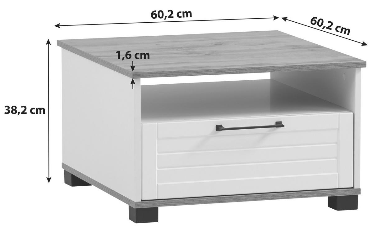 Couchtisch Jelda - Eiche Wotan/Weiß, MODERN, Holzwerkstoff (60,2/38,2/60,2cm) - MID.YOU