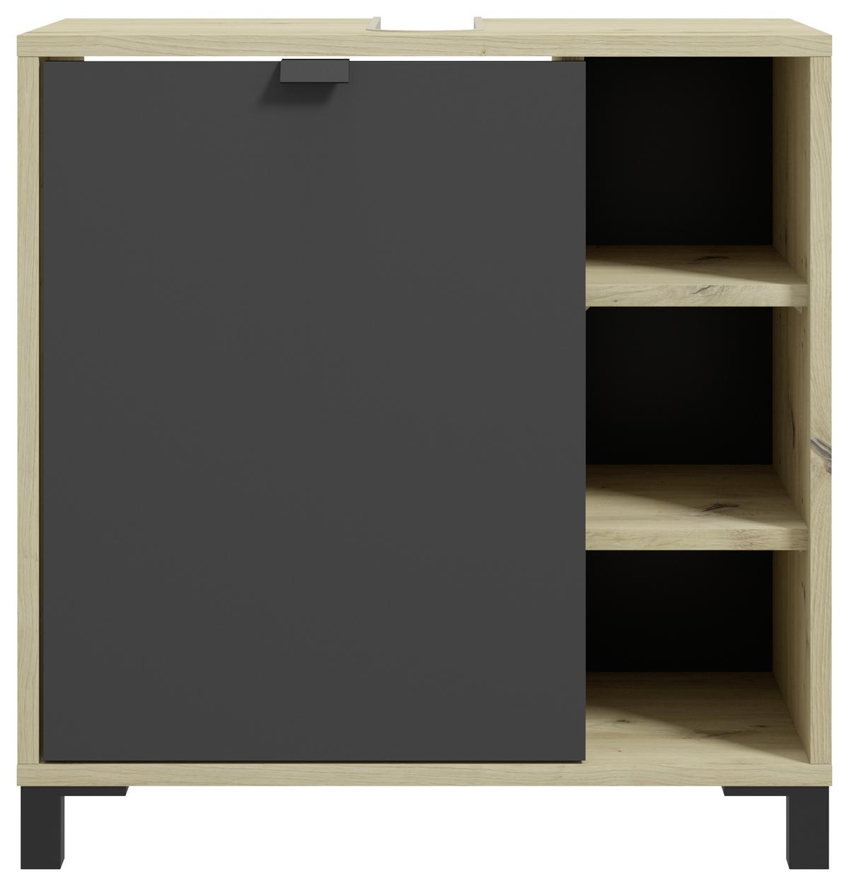 Waschbeckenunterschrank Vira B: 60 cm, Amora Anthrazit - Eichefarben/Anthrazit, Basics, Holzwerkstoff (60/62/34cm) - MID.YOU
