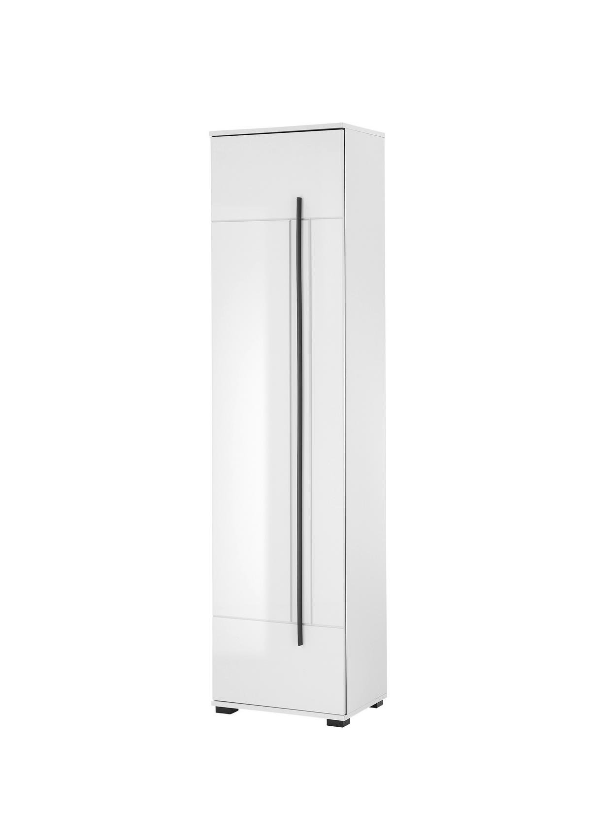 Mehrzweckschrank Cantara Weiß/Weiß HG B: 50cm - Weiß Hochglanz/Schwarz, MODERN, Holzwerkstoff (50/201/39cm) - MID.YOU