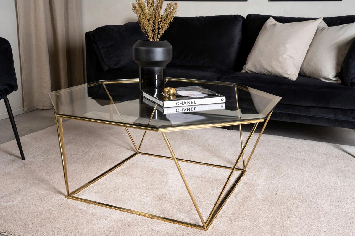 Couchtisch Österlen - Klar/Goldfarben, Design, Glas/Metall (100/100/45cm) - Livetastic