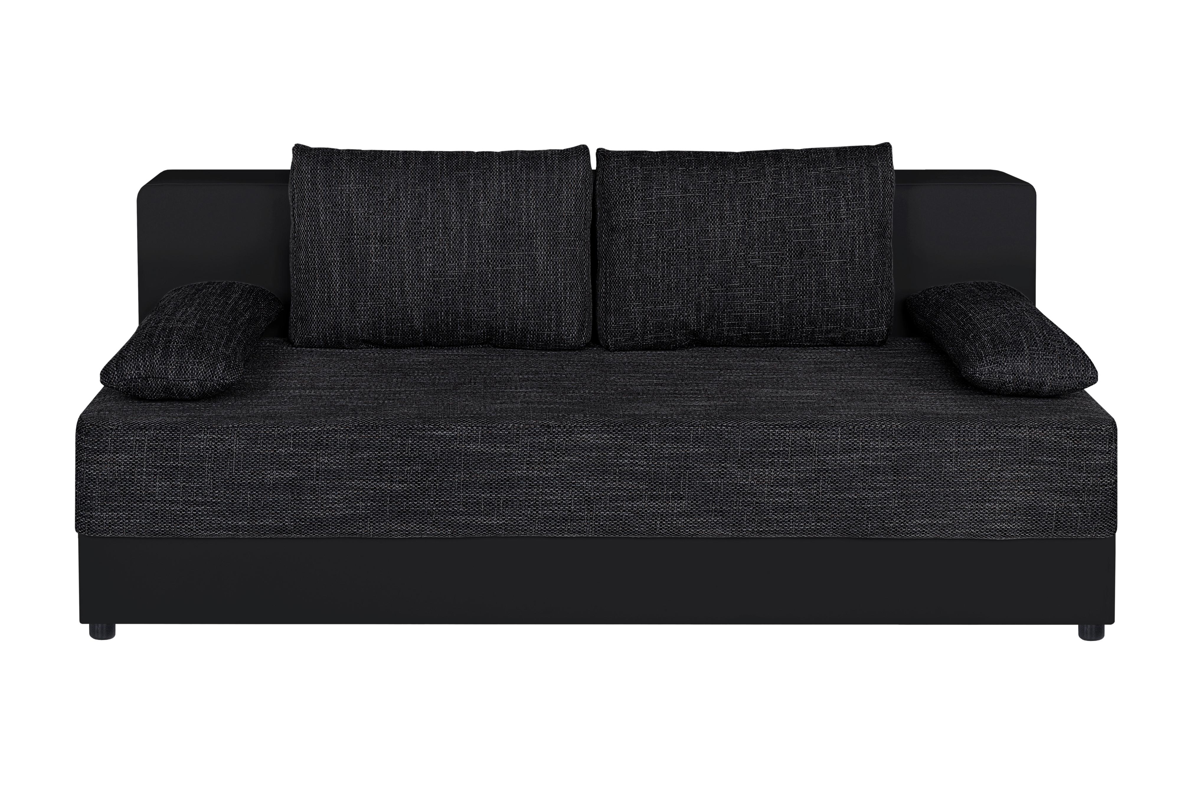 Rokladacia pohovka LUCY, čierna umelá koža / čierna tk. - čierna, Design, kompozitné drevo/textil (200/90/103cm) - P & B