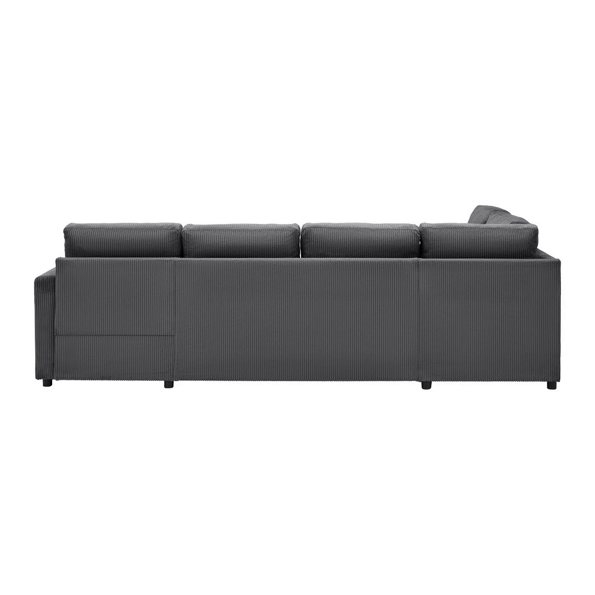 Sedací souprava MARTINA U, levá, antracitový manšestr - antracitová, Moderní, kov/dřevo (204/276/146cm) - Mömax