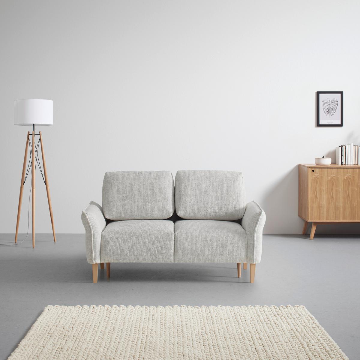 Dvoumístná pohovka CUSTOM, krémová - barvy dubu/krémová, Moderní, dřevo/textil (150/85/92cm) - Mömax