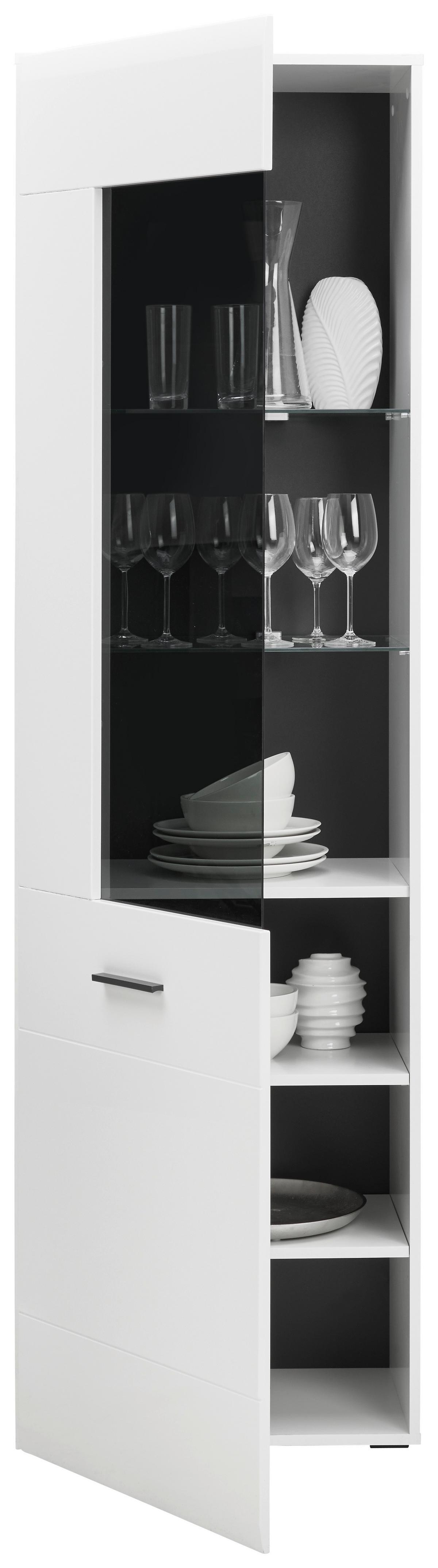 Vitrine Avanti Weiß, Anthrazit B: 60cm - Anthrazit/Weiß, MODERN, Glas/Holzwerkstoff (60/206/41cm) - Hom`in