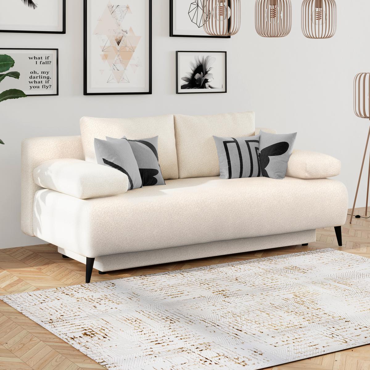 3-sitzer-sofa Mit Schlaffunktion Time Beige - Beige, Trend, Holz/Kunststoff (200/88/100cm)