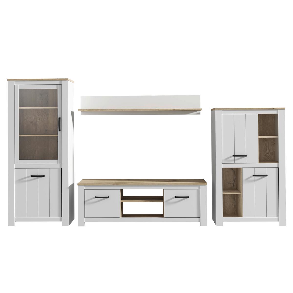 Szekrény Elara - Bianco tölgy/fehér, Modern, műanyag/faalapú anyag (86,7/147,1/42,2cm)