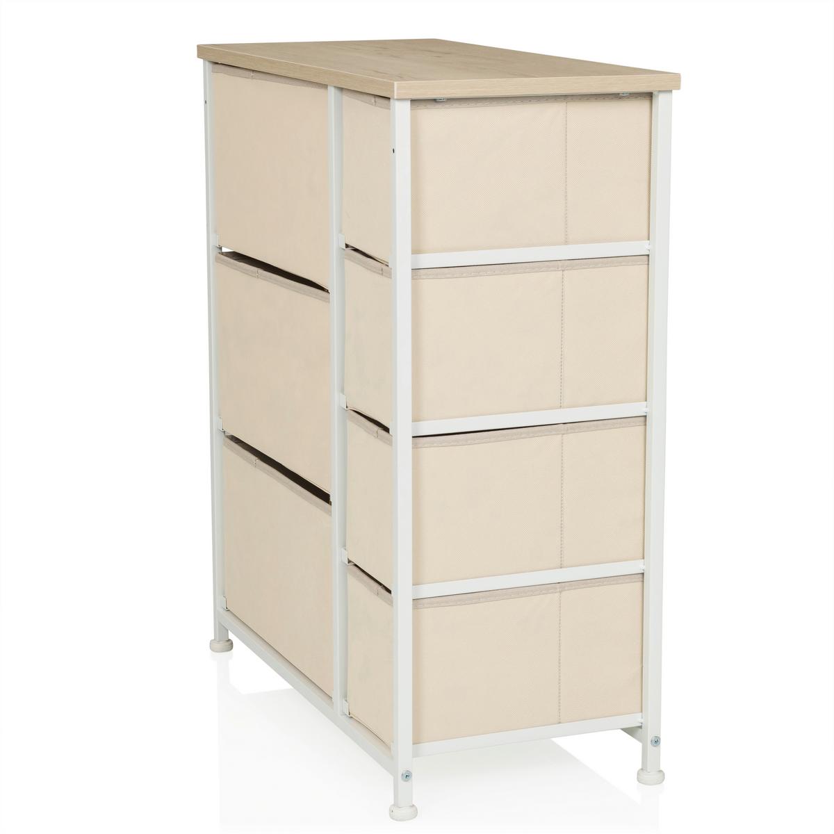 Kommode Foldress B Beige B: 63,5 cm - Beige/Weiß, MODERN, Textil (63,5/73/30cm) - MID.YOU