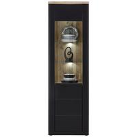 Vitrine Game B: 61 cm Schwarz Matt/Eiche Dekor - MODERN, Glas/Holzwerkstoff (61/204/41cm)