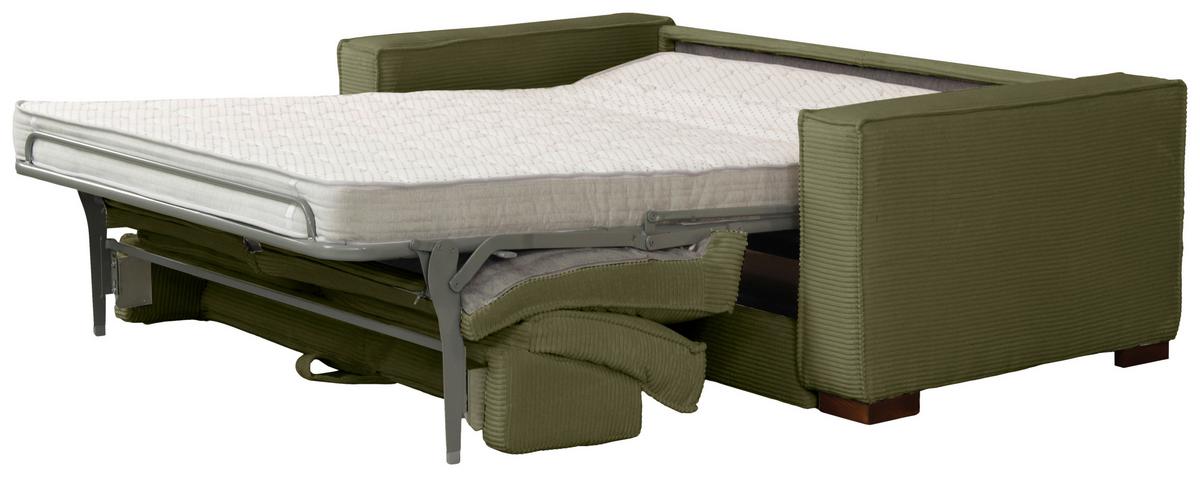 Schlafsofa Texas Grün Cord, B: 203 cm - Dunkelbraun/Grün, Design, Textil (203/85/99cm) - MID.YOU