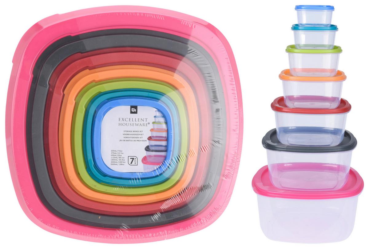 Aufbewahrungsboxen Mit Deckel Set Kunststoff - Blau/Pink, Basics, Kunststoff (26/26/12cm)