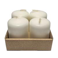 Valcová sviečka KATRINJA -PAZ- - sivá/ružová, prírodné materiály (3,8/5cm) - Mömax