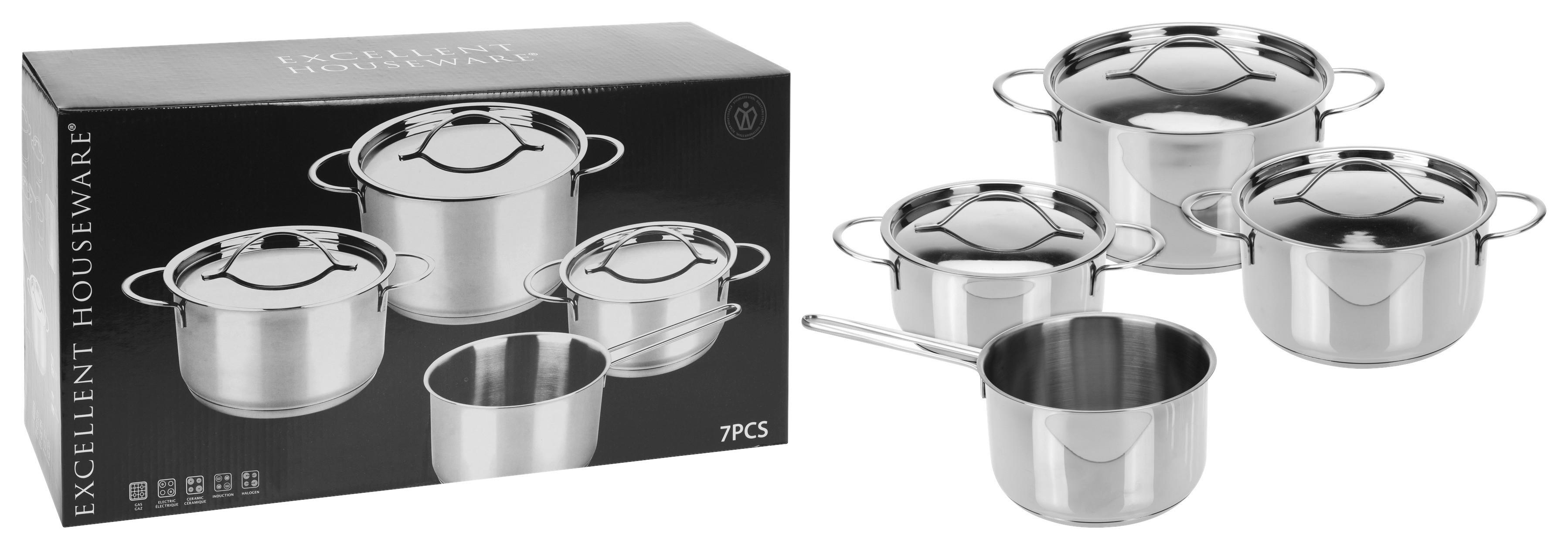 Kochtopfset 7-Tlg. Edelstahl für Alle Herdarten - Silberfarben, Basics, Metall (44/15,5/23,5cm)