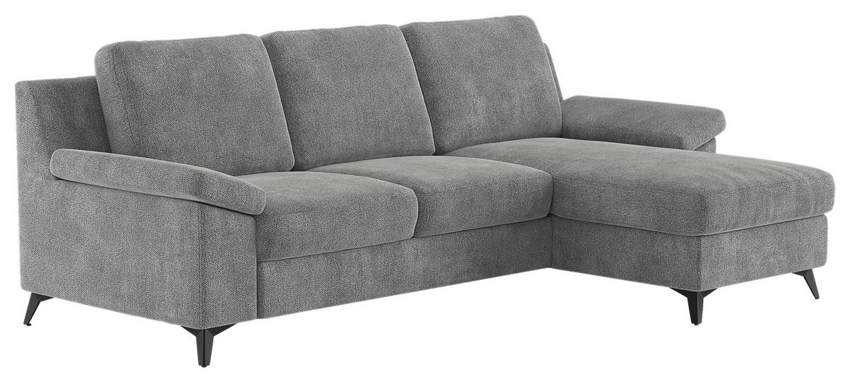 Ecksofa Boom, Grau S: 245x156 cm - Schwarz/Grau, KONVENTIONELL, Textil (245/156cm) - Cotta