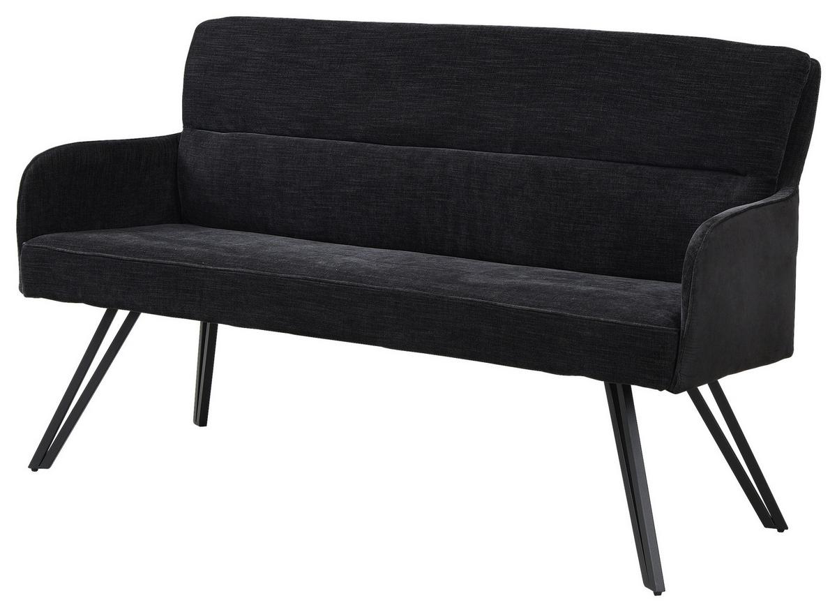 Sitzbank Tino - Schwarz, MODERN, Textil/Metall (140/94/67cm) - MID.YOU