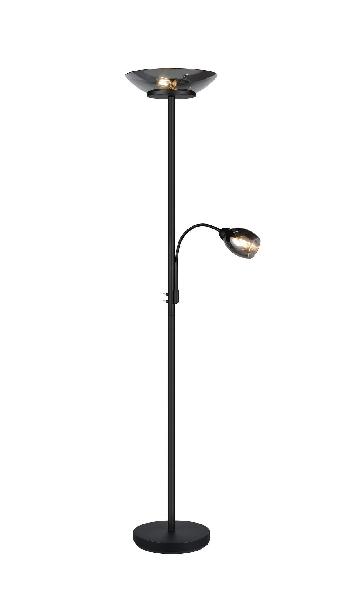 Stehleuchte Gerry Schwarz Schwarzchrom D: 34 cm - Schwarzchrom/Schwarz, LIFESTYLE, Glas/Metall (34/180cm)