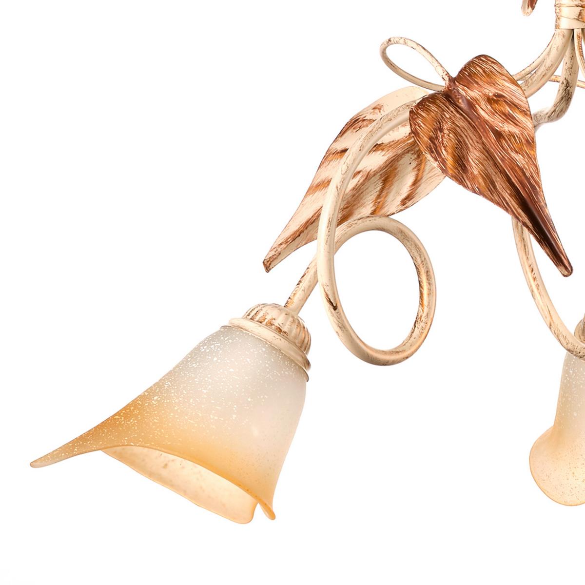 Kronleuchter 4647/3 - Beige/Weiß, Natur, Glas/Metall (40/40/110cm)